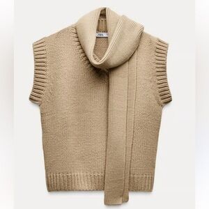 Zara Beige Knit Top with Matching Scarf